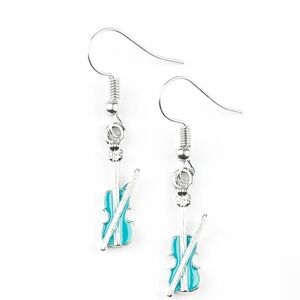 2/ $13 Starlet Shimmer Dainty Blue & Silver Violin Dangle Earrings